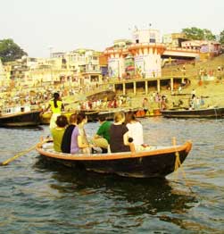Boat ride along the Ganges Image